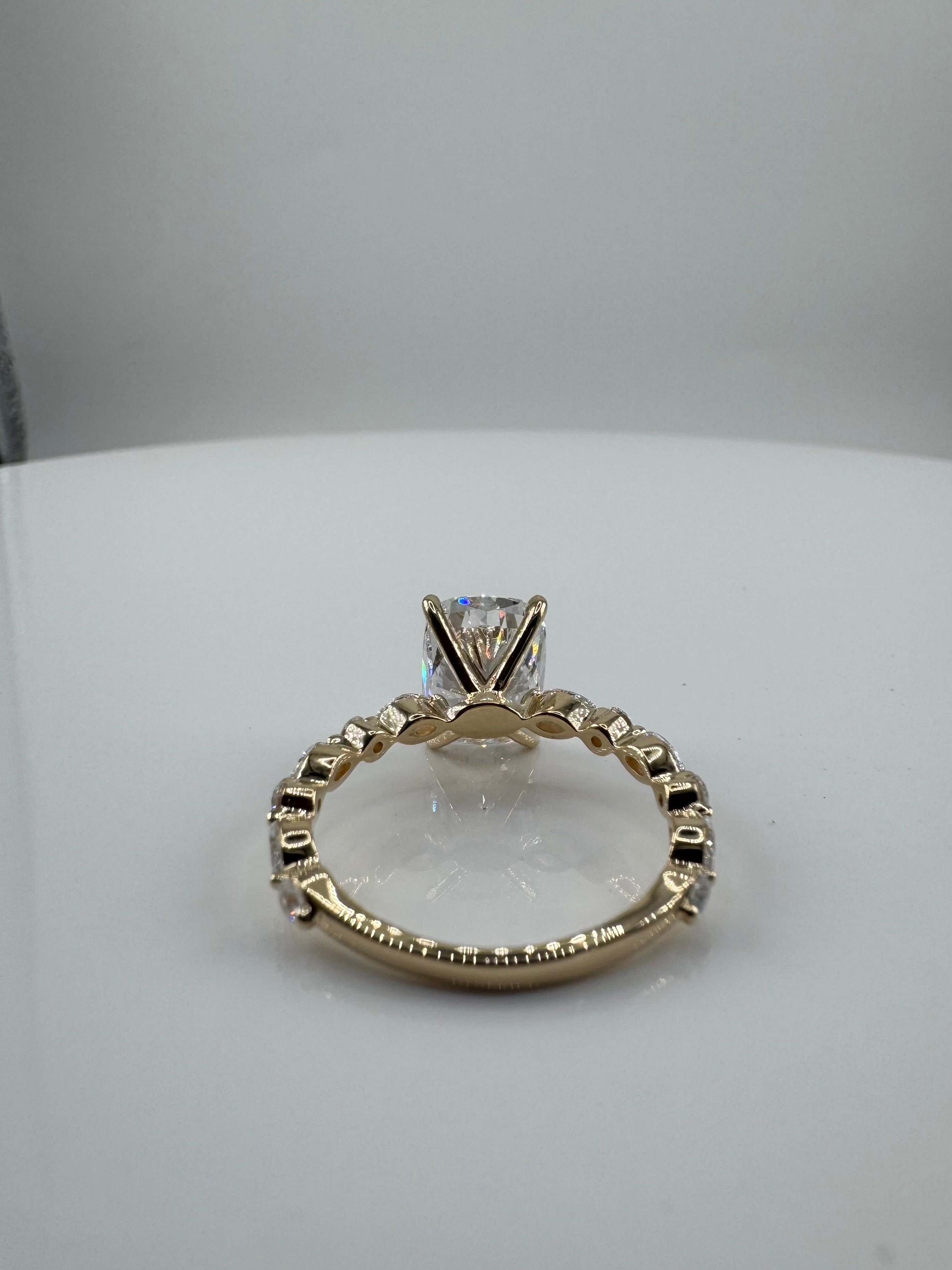 3.84 Carat Lab Elongated Cushion Engagement Ring