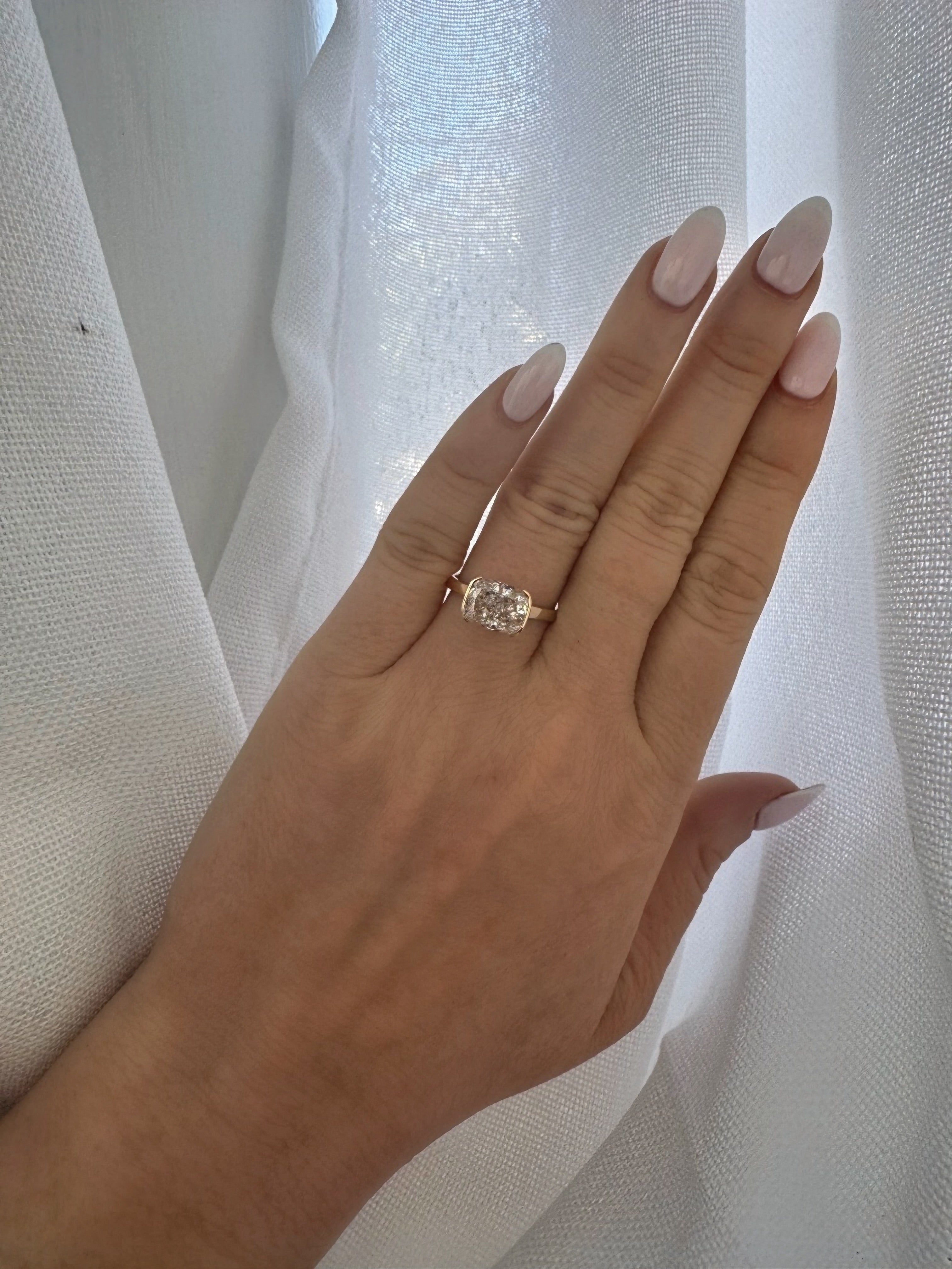 3.01 Carat Lab Elongated Cushion Engagement Ring