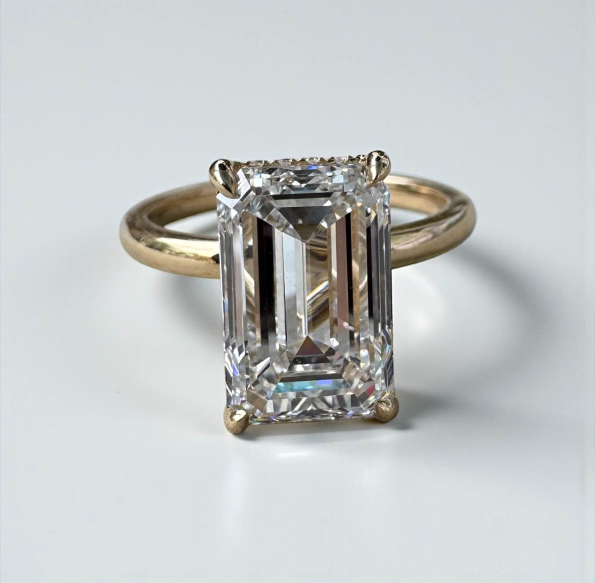 3.50 Carat Lab Emerald Cut Engagement Ring