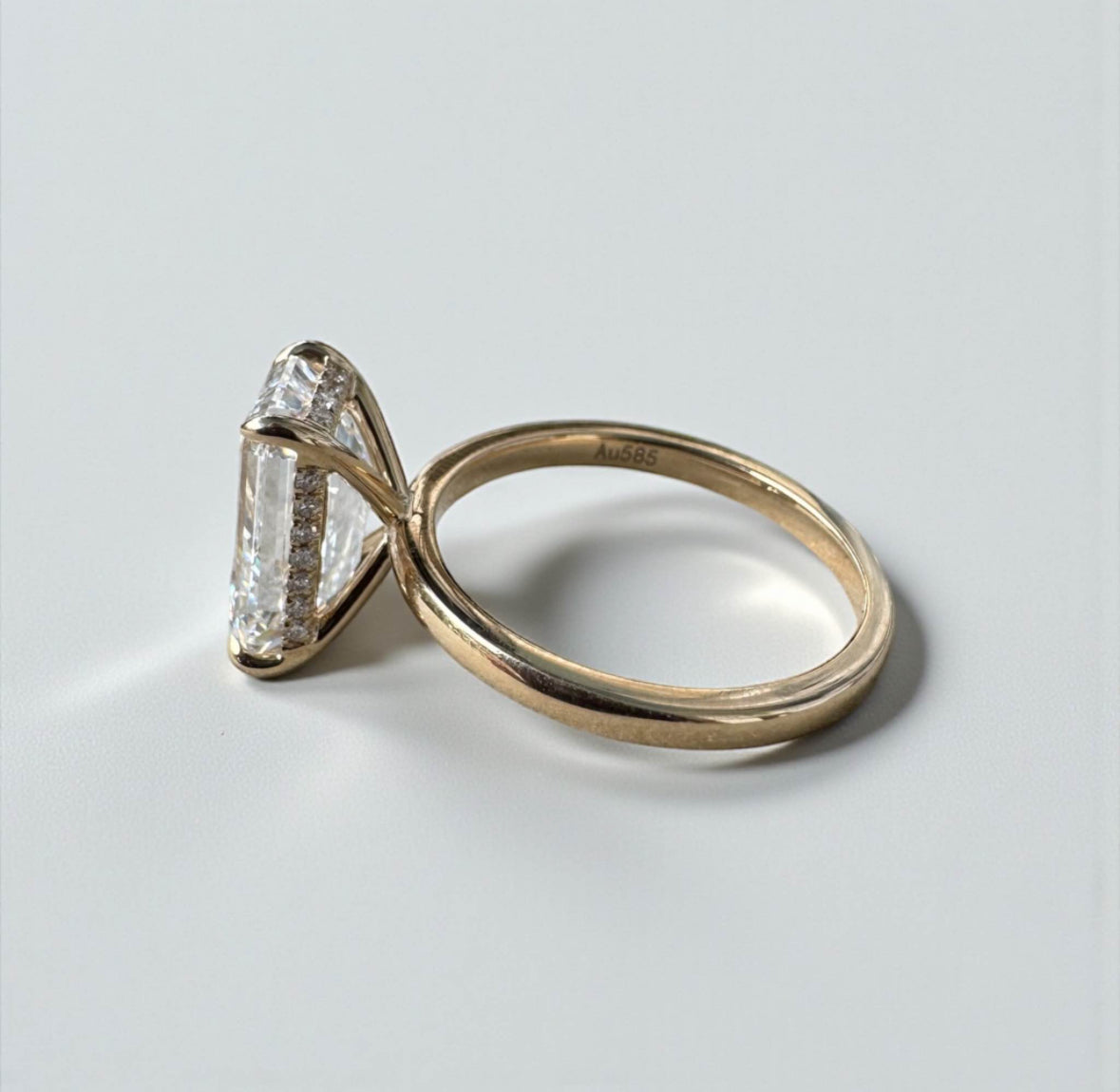3.50 Carat Lab Emerald Cut Engagement Ring