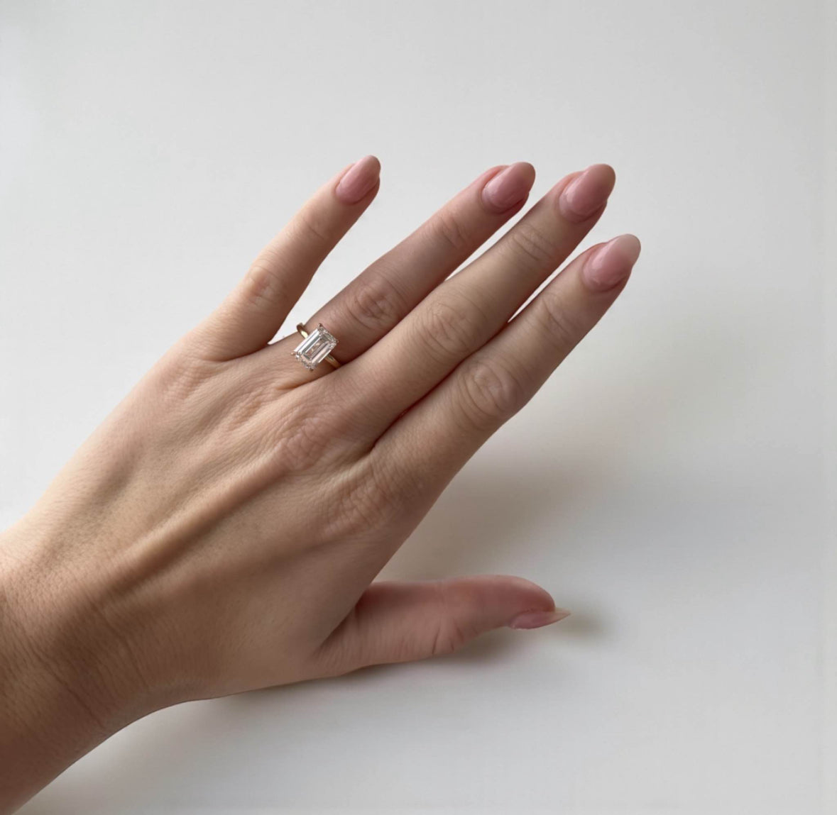 3.50 Carat Lab Emerald Cut Engagement Ring