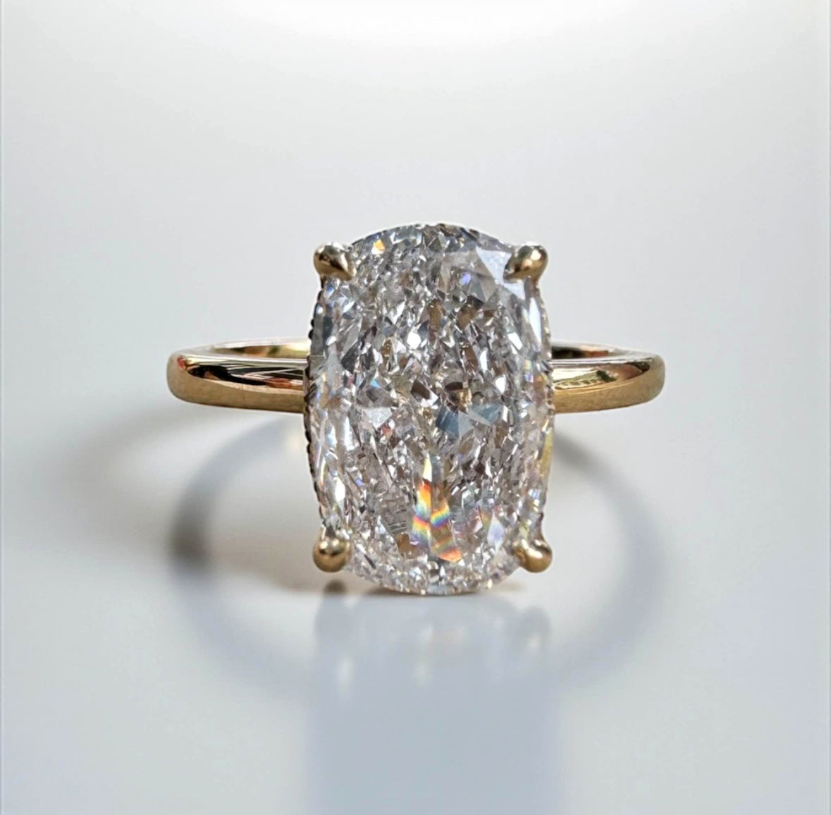 3.21 Carat Cushion Lab Diamond Engagement Ring