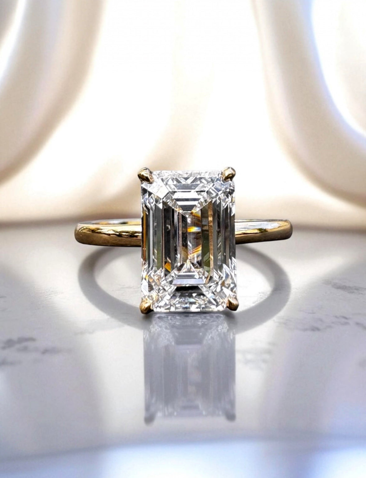 3.06 Carat Emerald Lab Diamond Engagement Ring