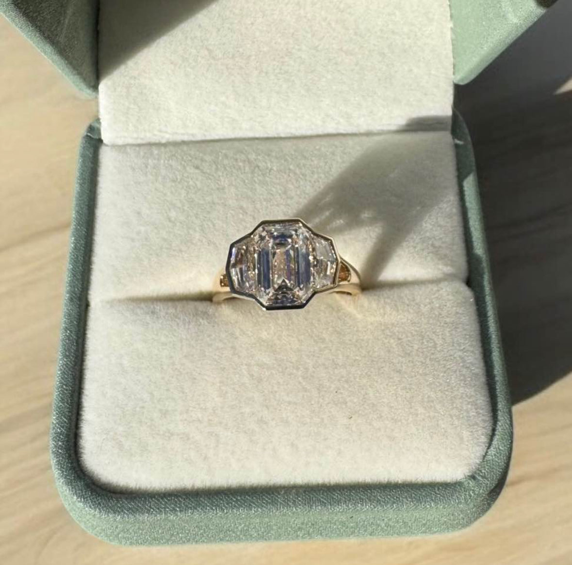 4.35 Carat Emerald Lab Diamond Engagement Ring