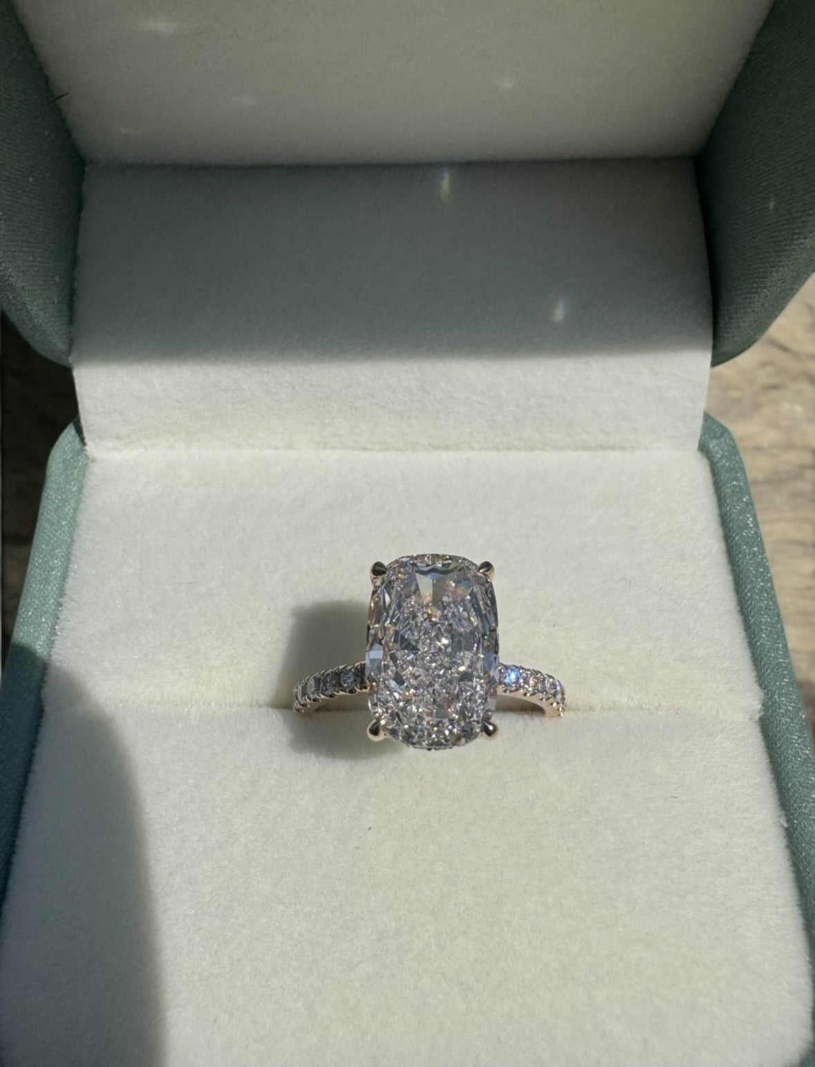 3.81 Carat Elongated Cushion Lab Diamond Engagement Ring