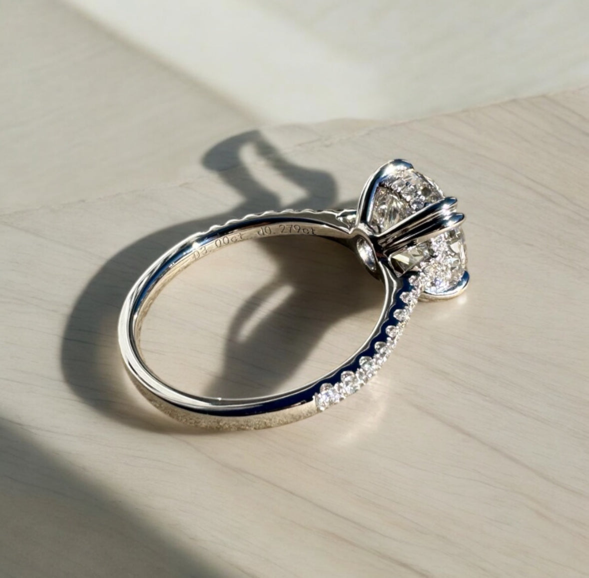 3.0 Carat Round Lab Diamond Engagement Ring