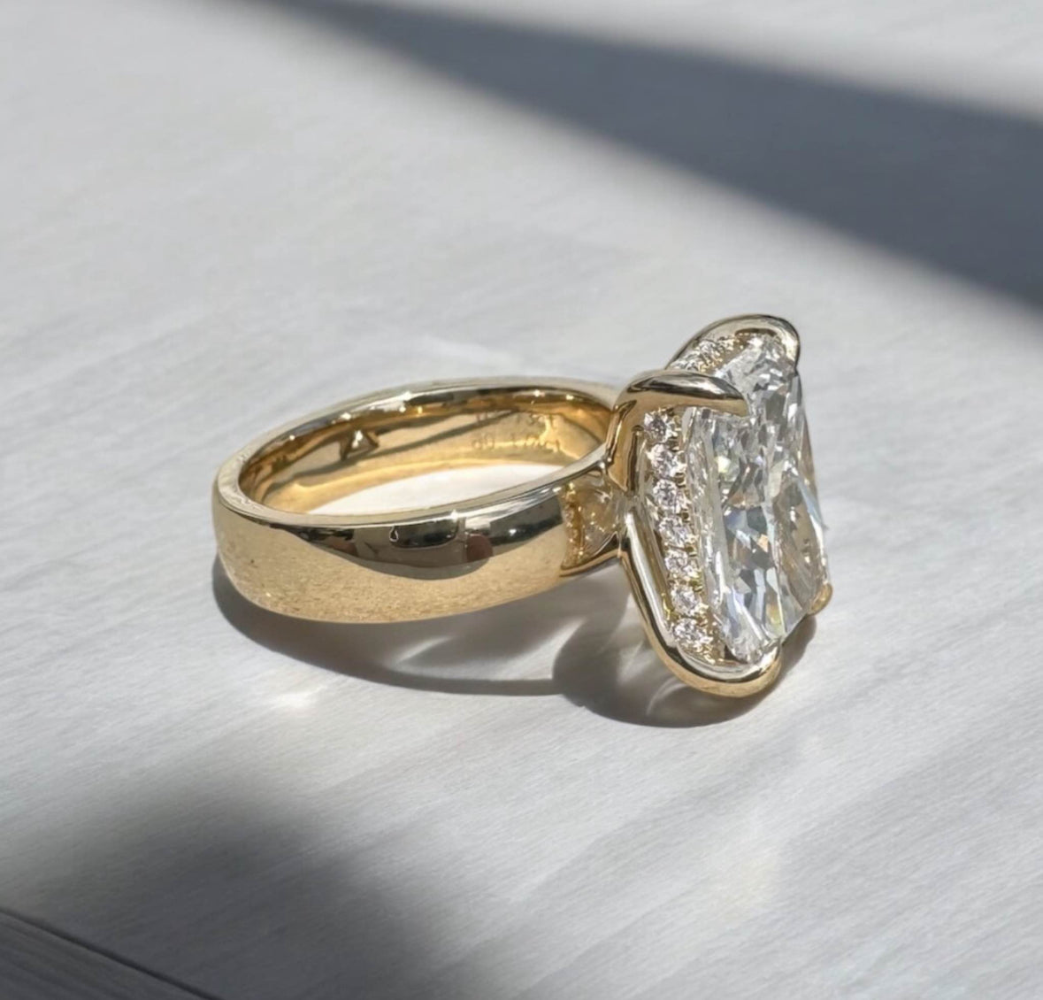 3.73 Carat Radiant Lab Diamond Engagement Ring