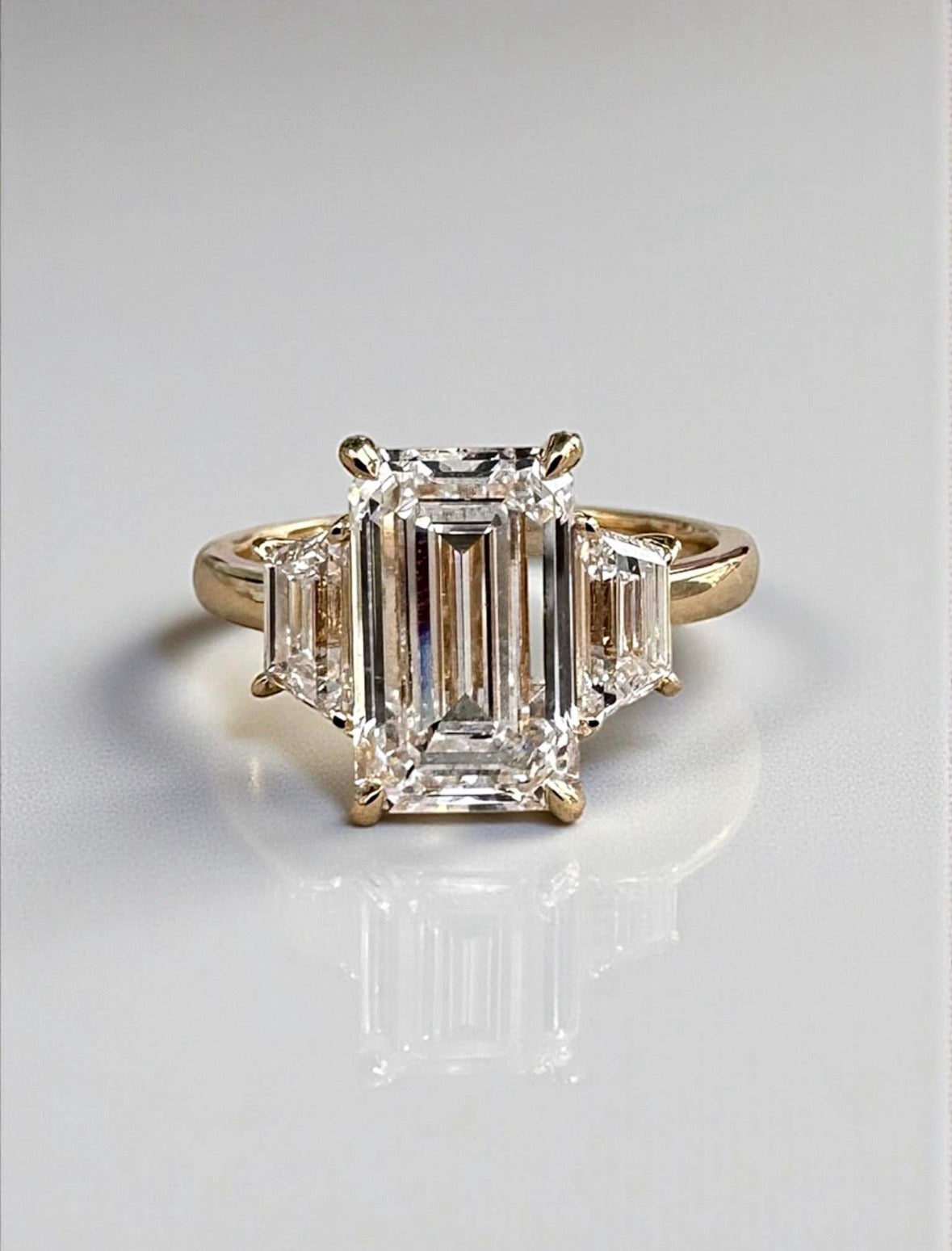 3.51 Carat Emerald Cut Lab Diamond Engagement Ring
