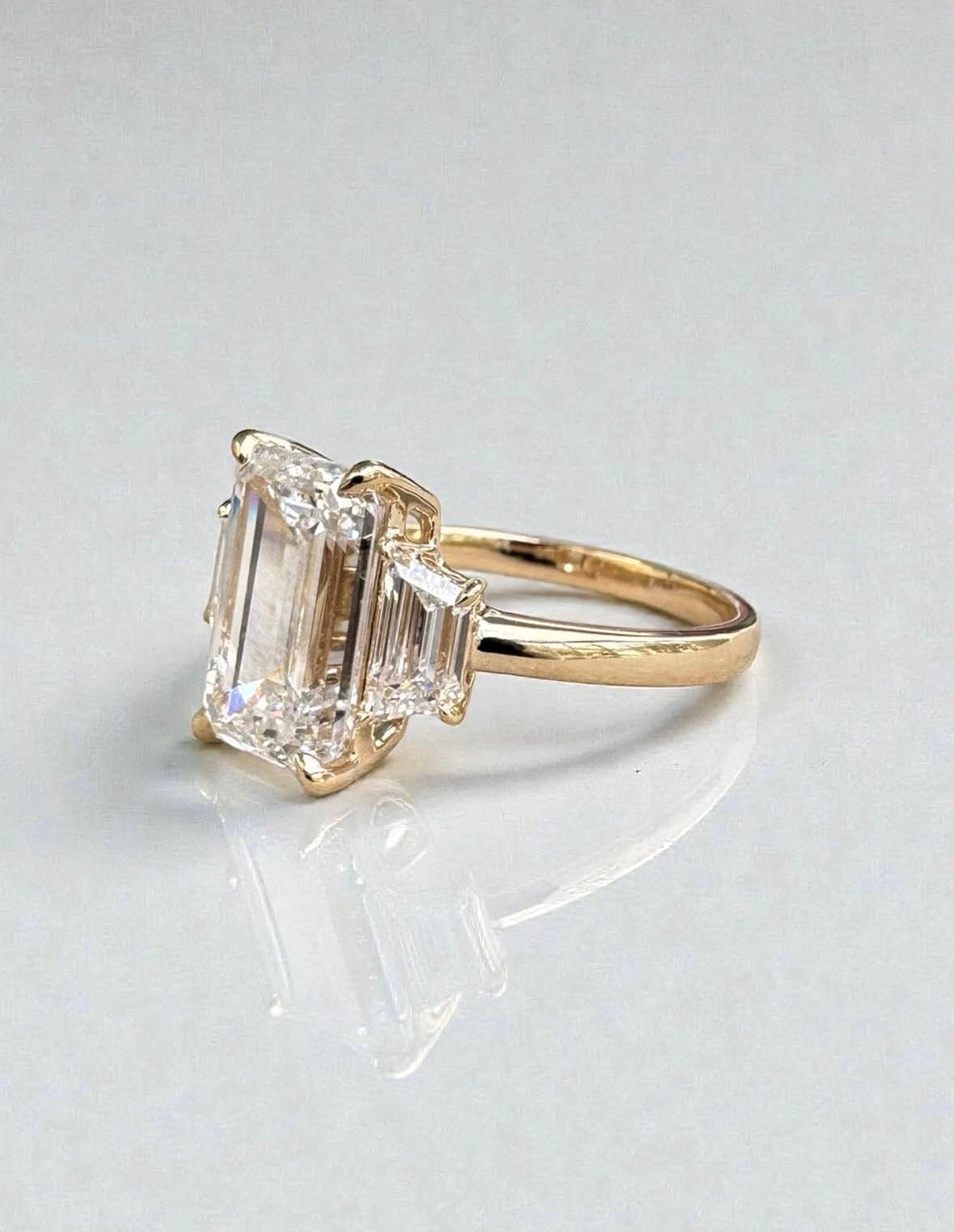 3.51 Carat Emerald Cut Lab Diamond Engagement Ring