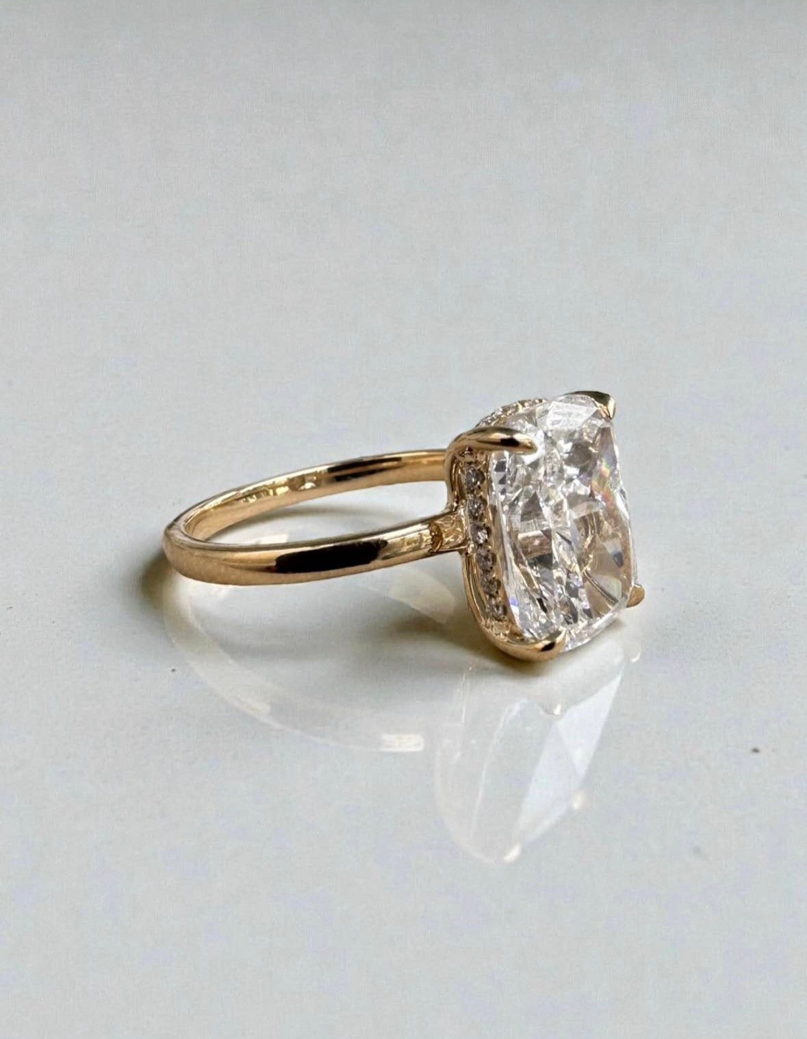 4.08 Carat Cushion Lab Diamond Engagement Ring