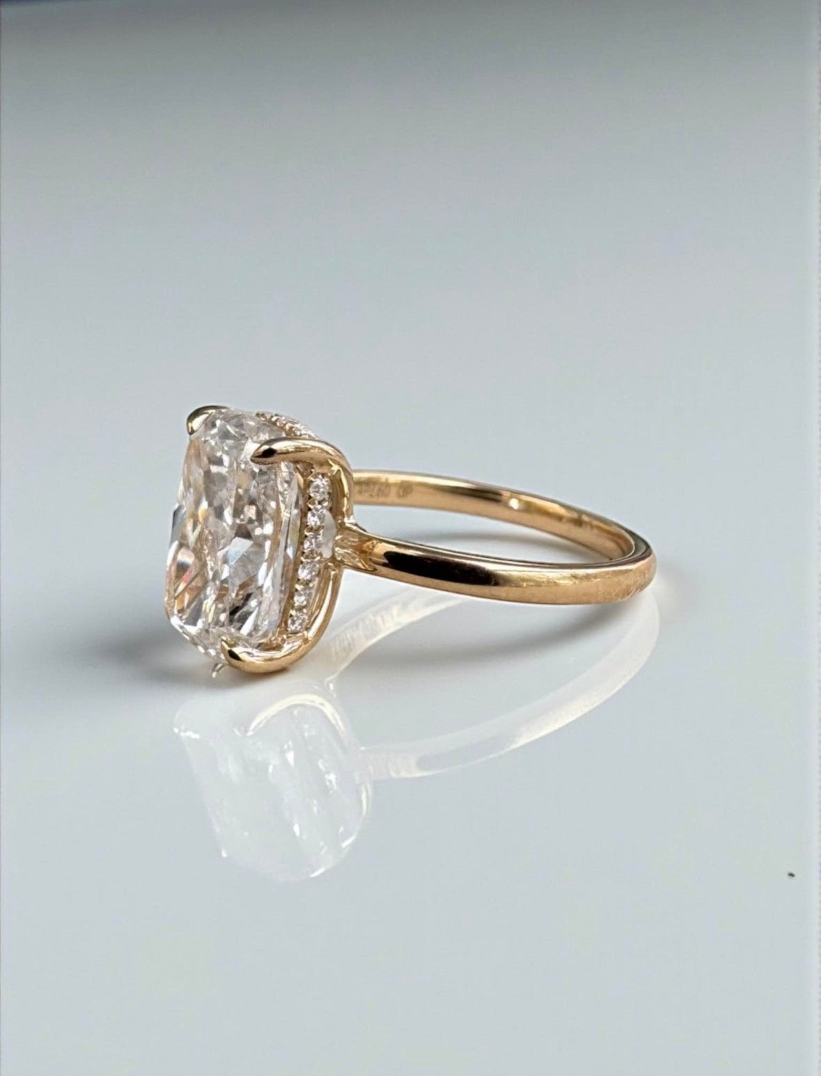 4.08 Carat Cushion Lab Diamond Engagement Ring