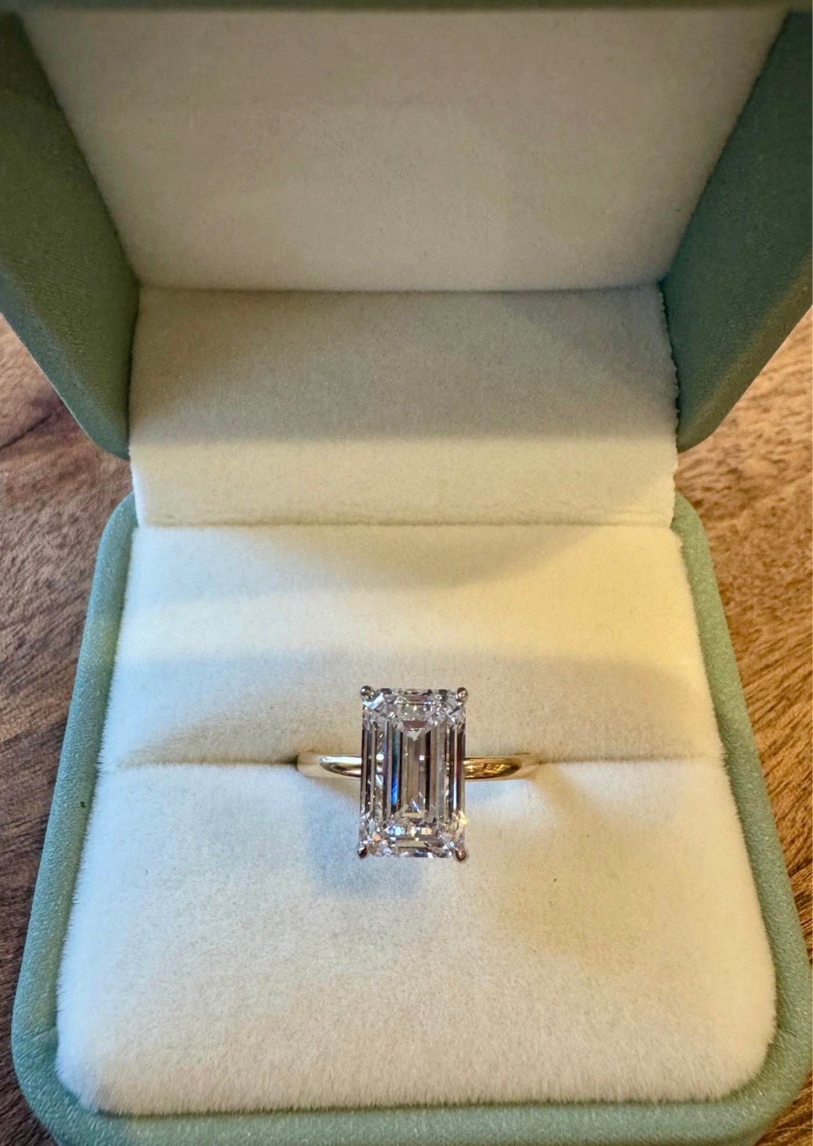 3.84 Carat Emerald Lab Diamond Engagement Ring