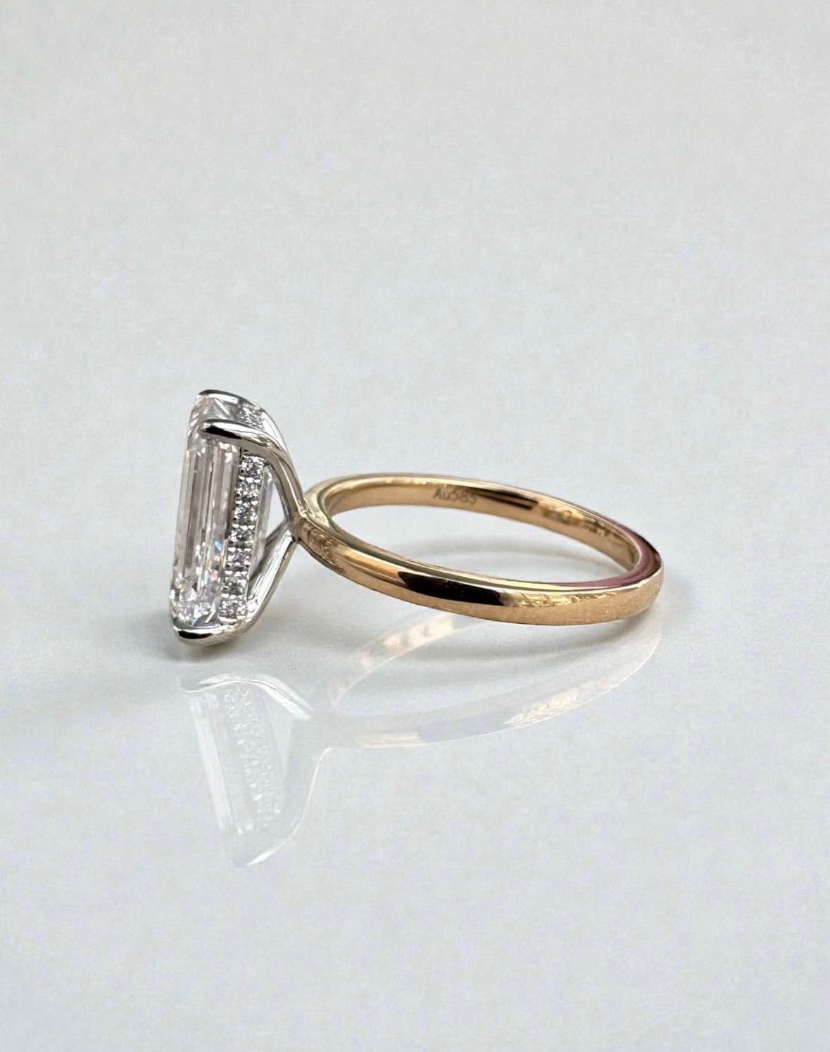 3.84 Carat Emerald Lab Diamond Engagement Ring