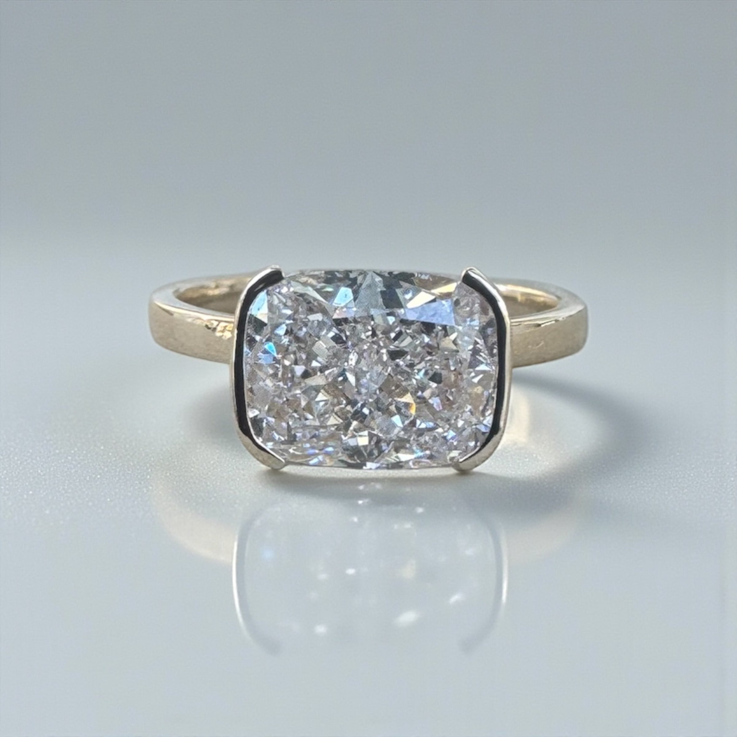 3.01 Carat Lab Elongated Cushion Engagement Ring