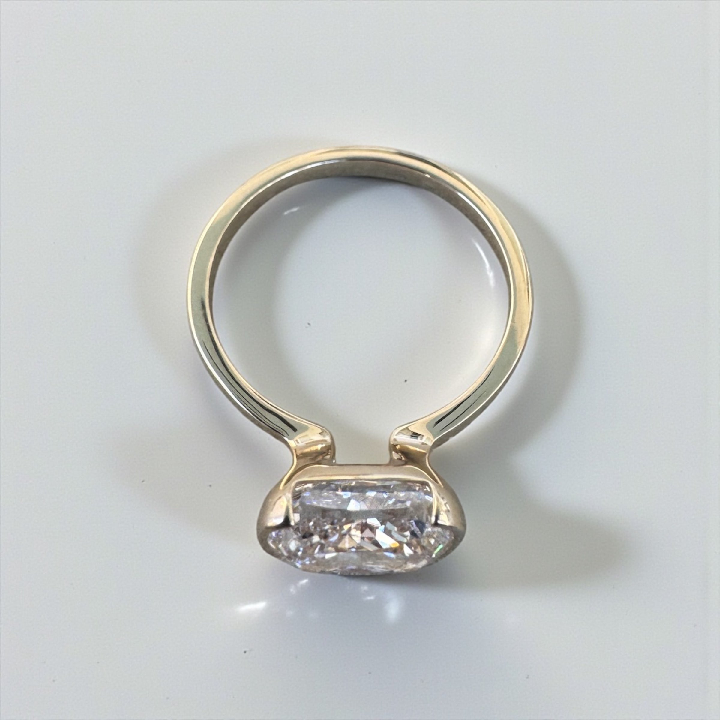 3.01 Carat Lab Elongated Cushion Engagement Ring