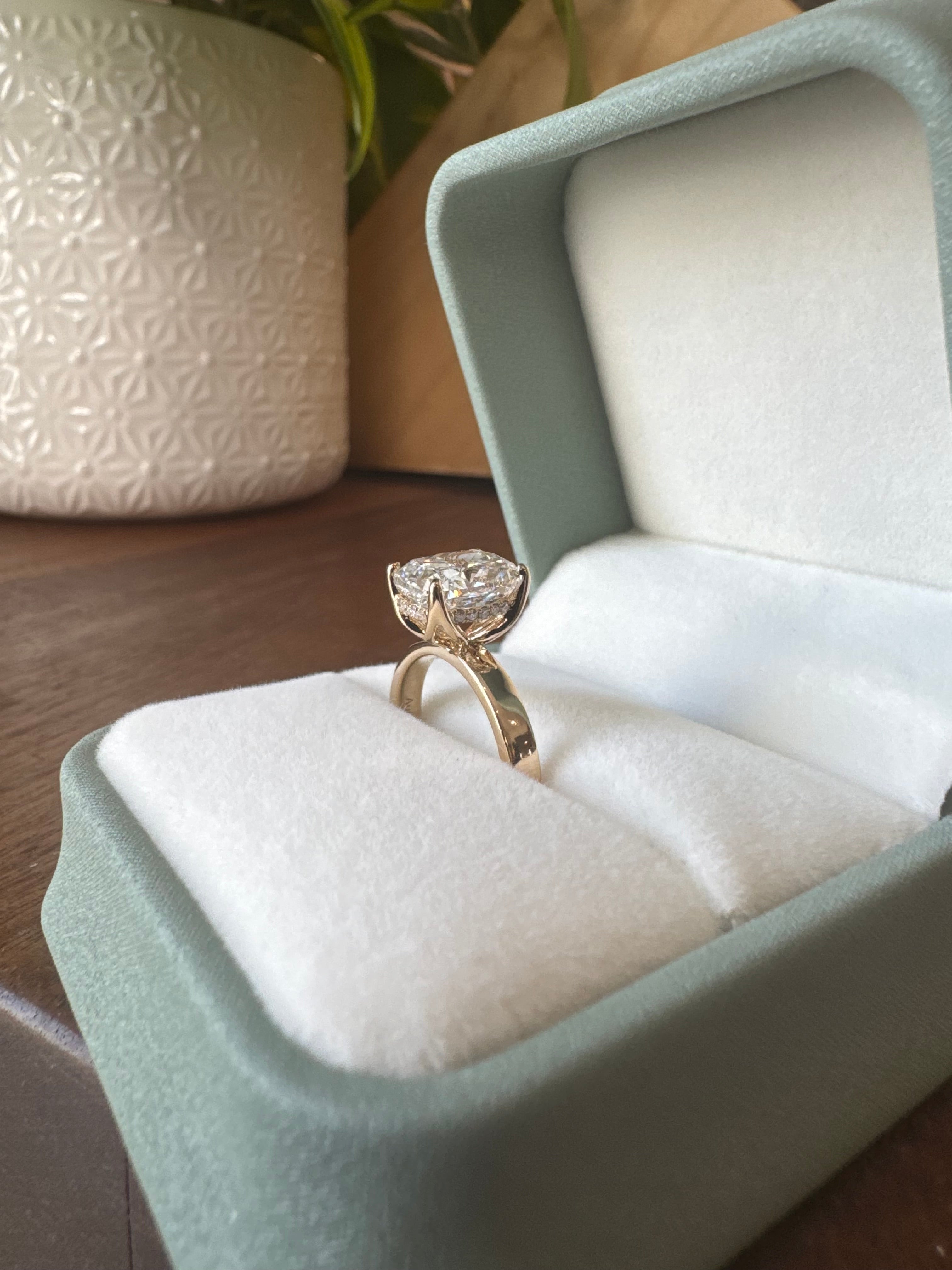 3.38 Carat Elongated Cushion Engagement Ring
