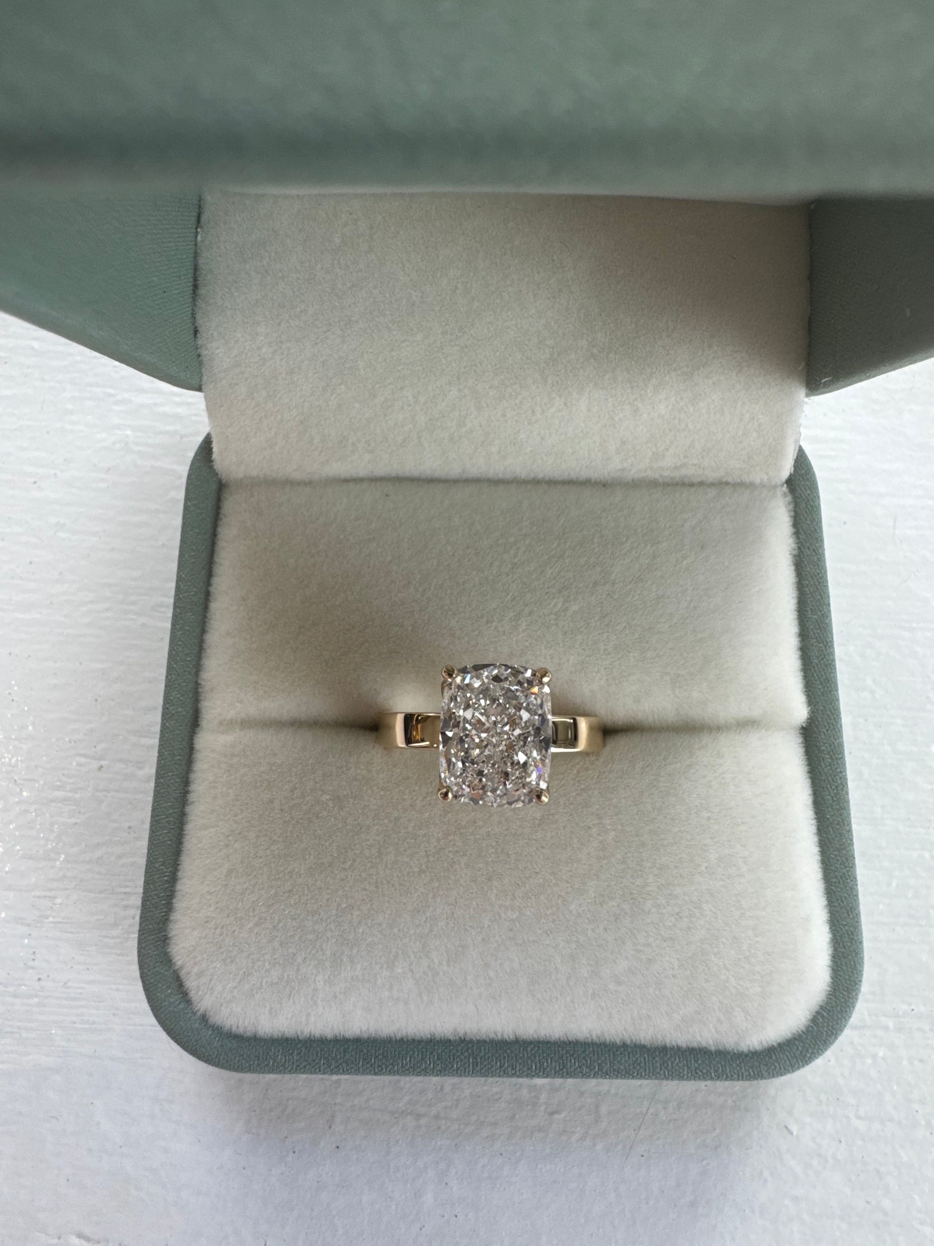 3.38 Carat Elongated Cushion Engagement Ring