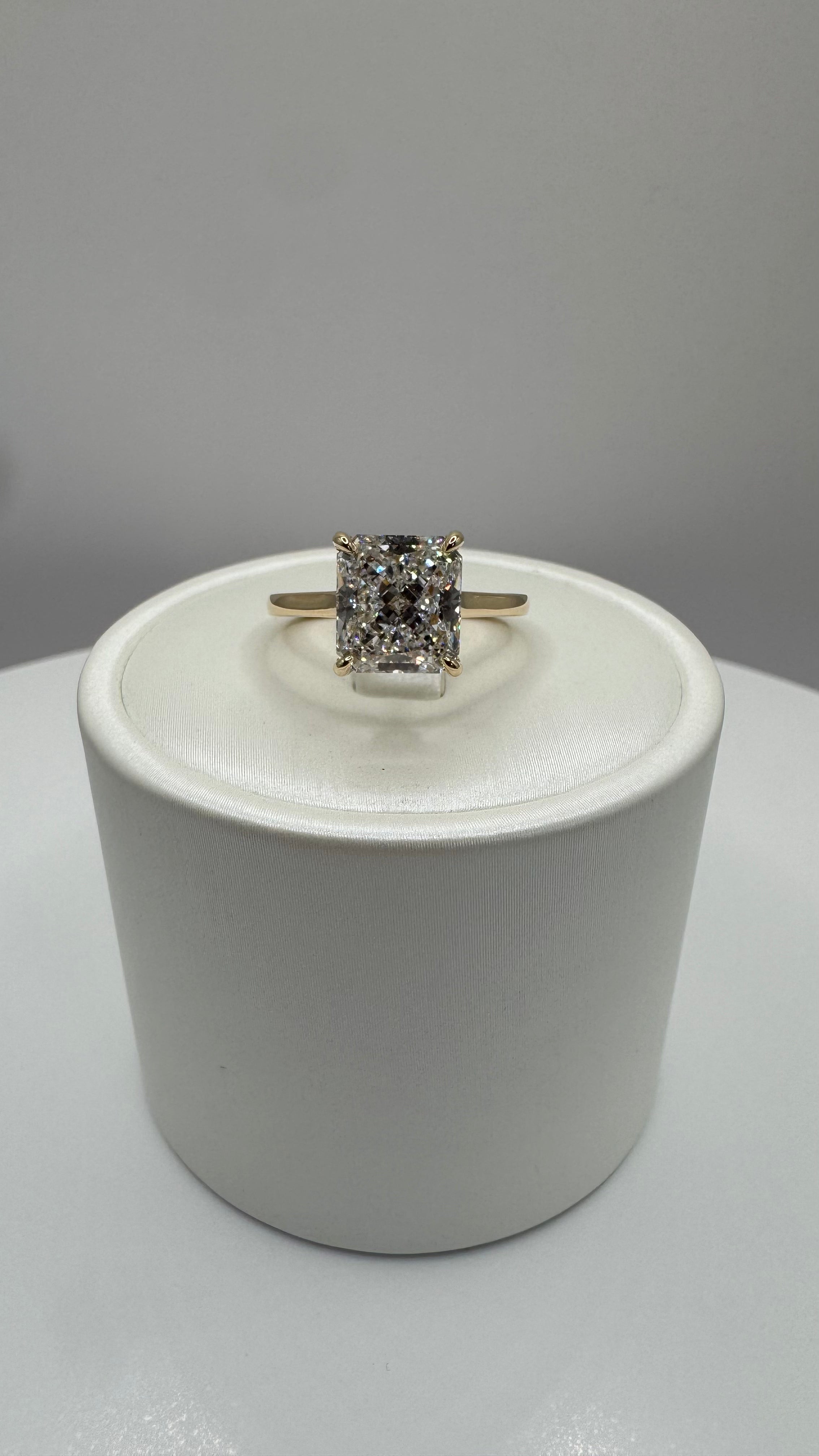3.31 Carat Rectangular Modified Brilliant Diamond Ring