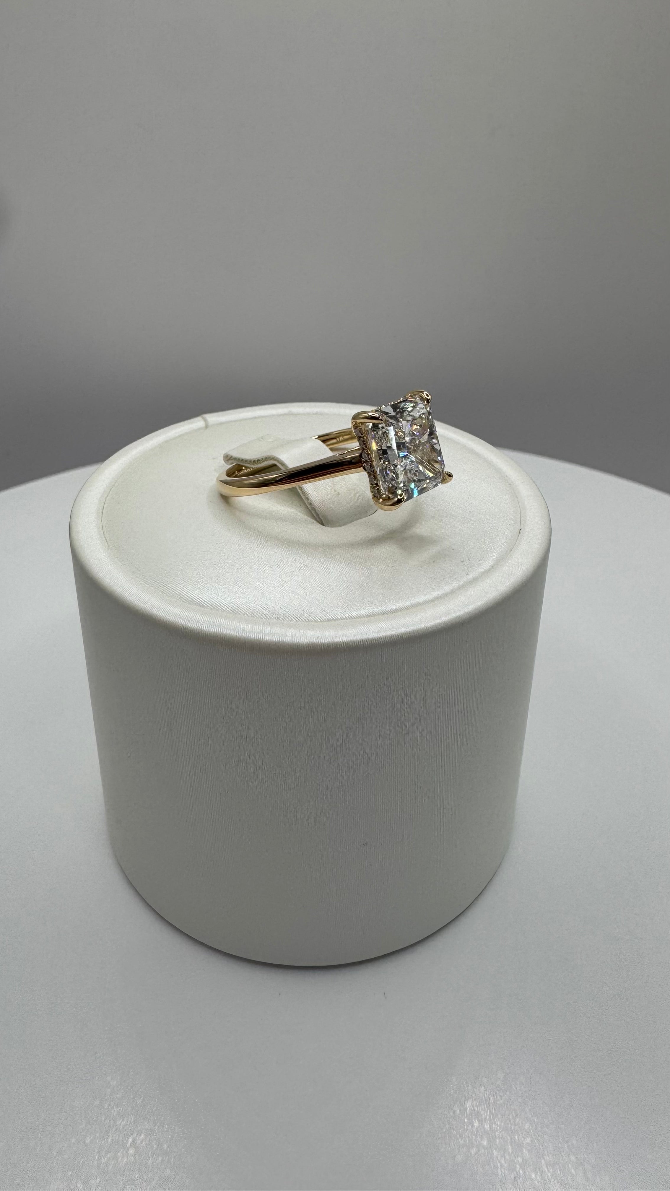 3.31 Carat Rectangular Modified Brilliant Diamond Ring
