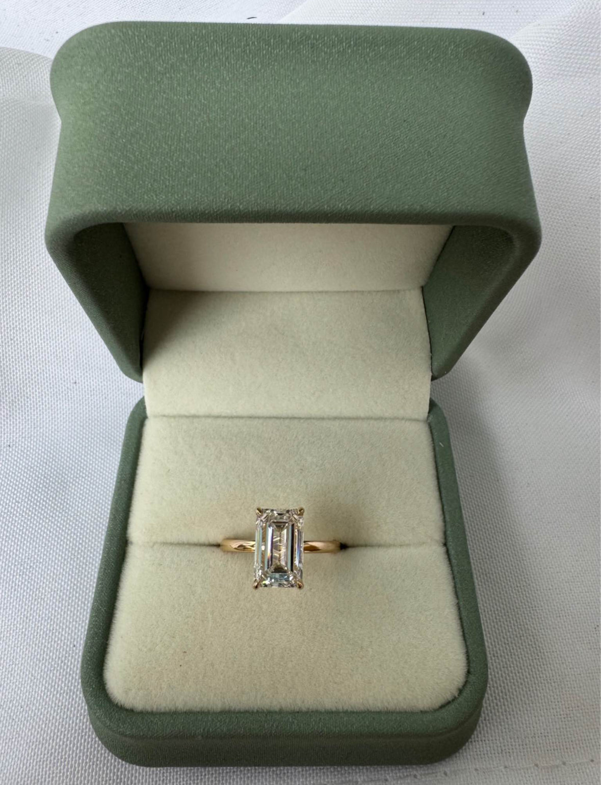3.50 Carat Lab Emerald Cut Engagement Ring
