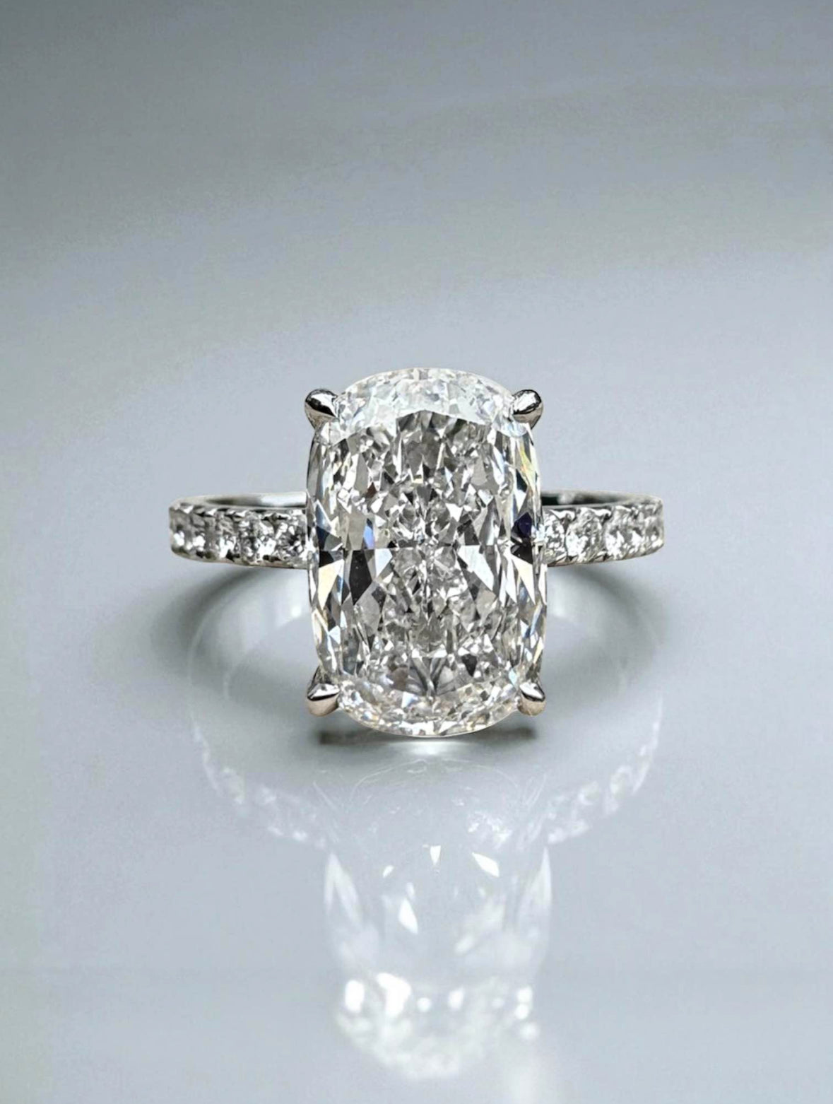3.52 Carat Cushion Lab Diamond Engagement Ring
