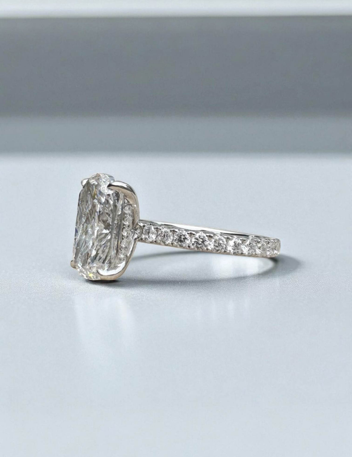 3.52 Carat Cushion Lab Diamond Engagement Ring