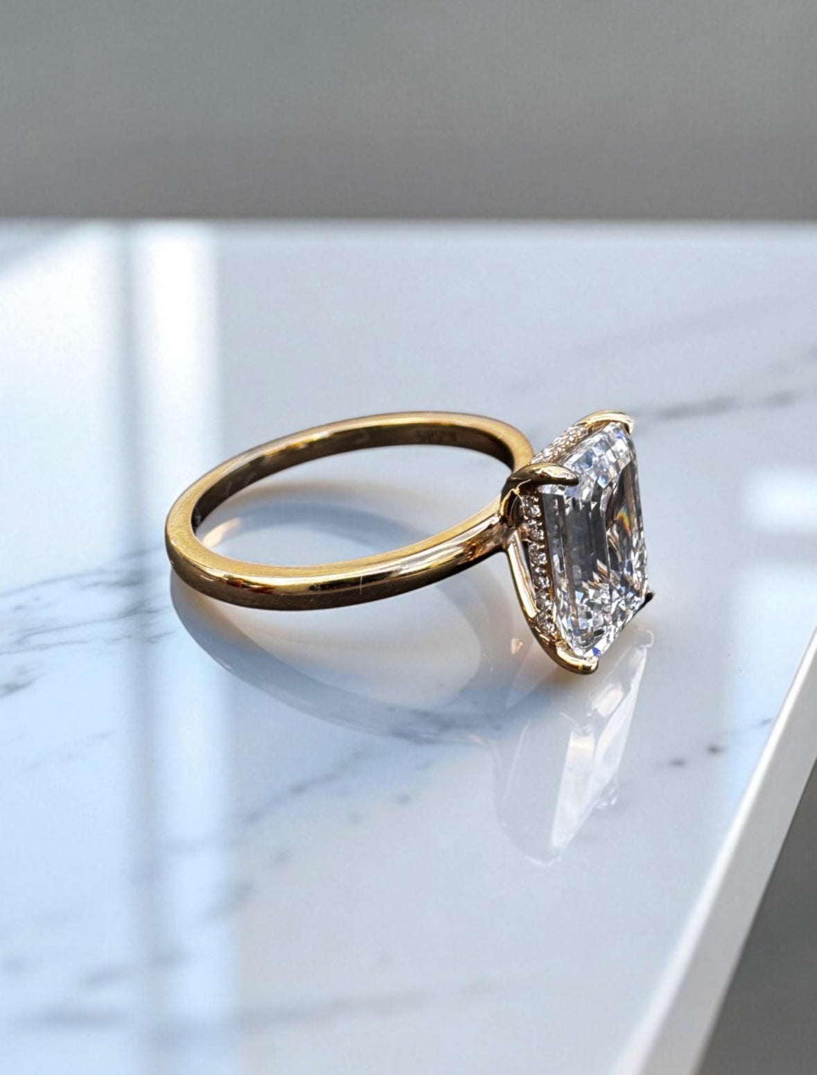3.06 Carat Emerald Lab Diamond Engagement Ring