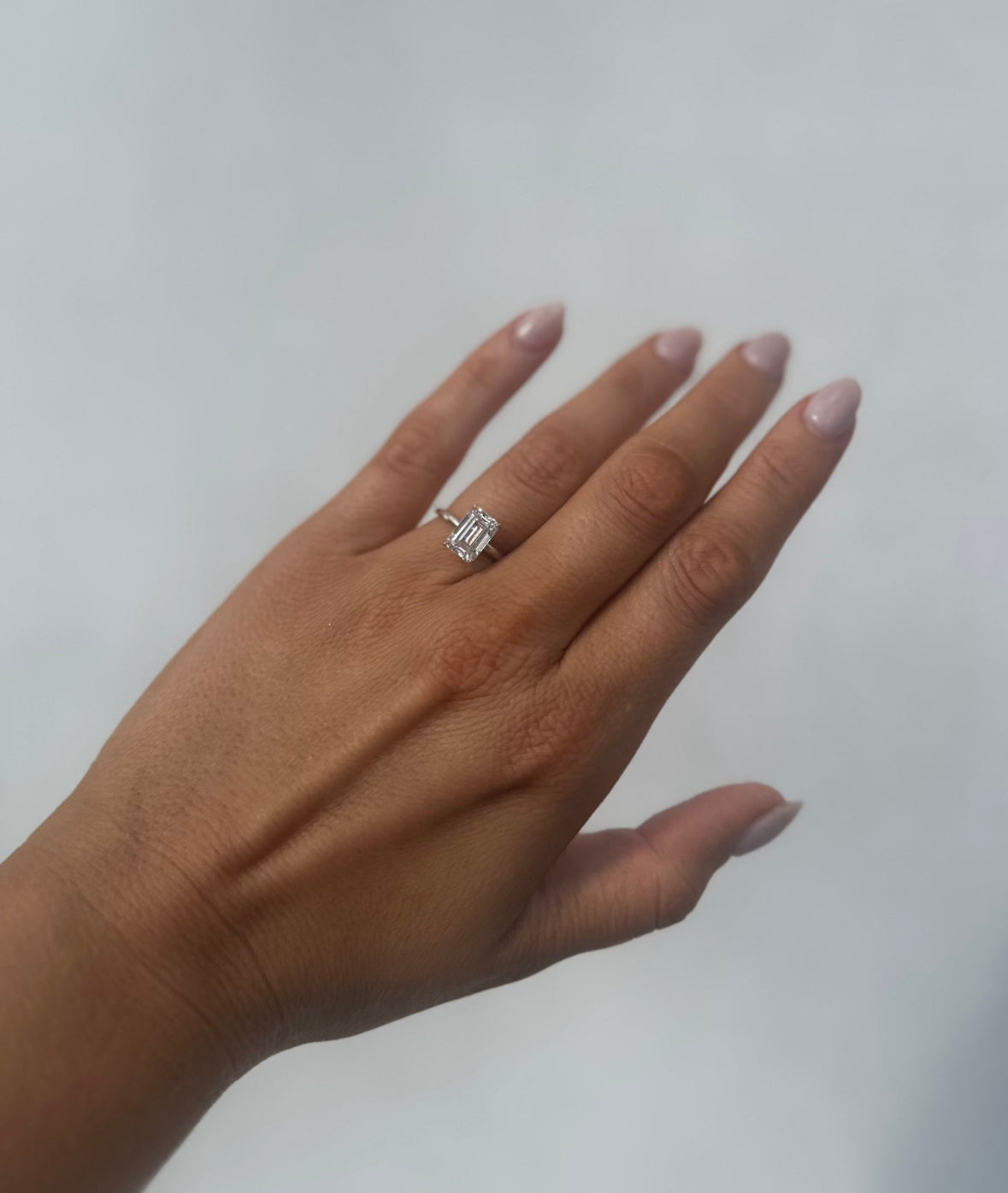3.06 Carat Emerald Lab Diamond Engagement Ring