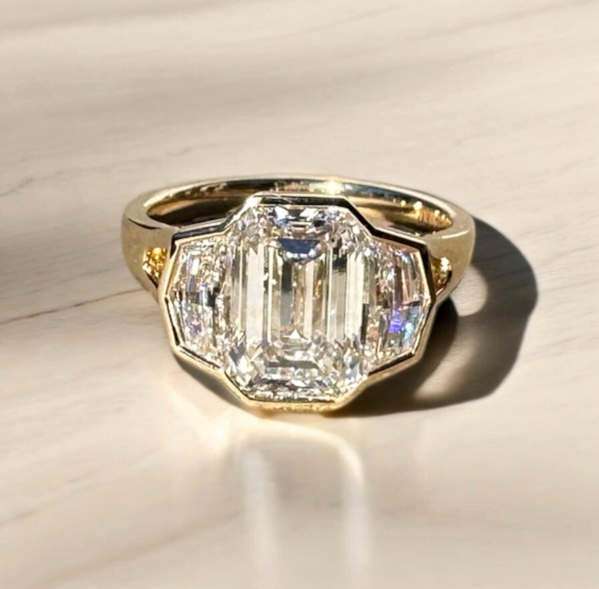 4.35 Carat Emerald Lab Diamond Engagement Ring