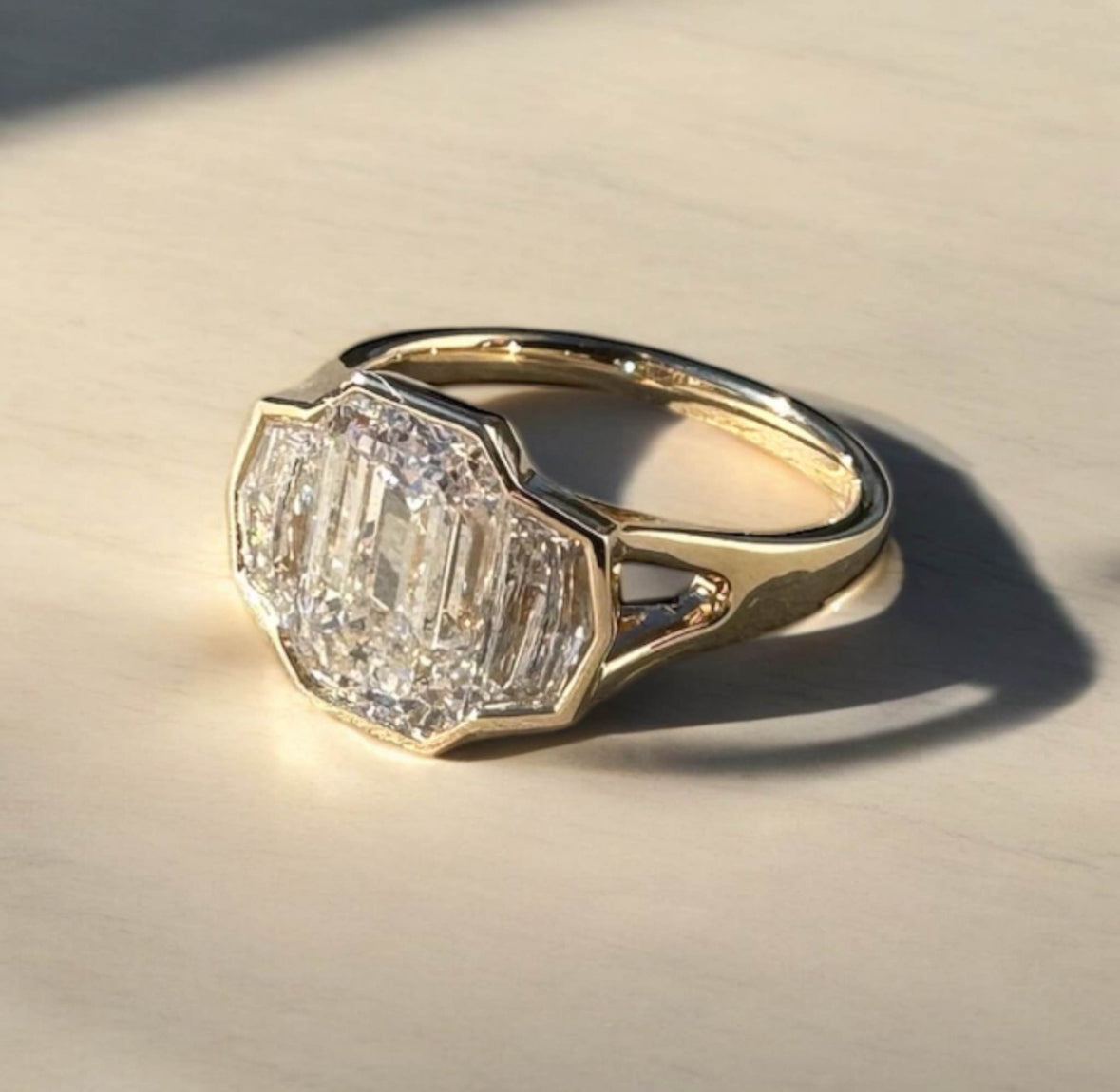 4.35 Carat Emerald Lab Diamond Engagement Ring
