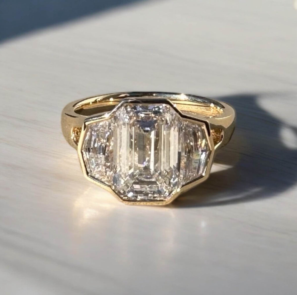 4.35 Carat Emerald Lab Diamond Engagement Ring
