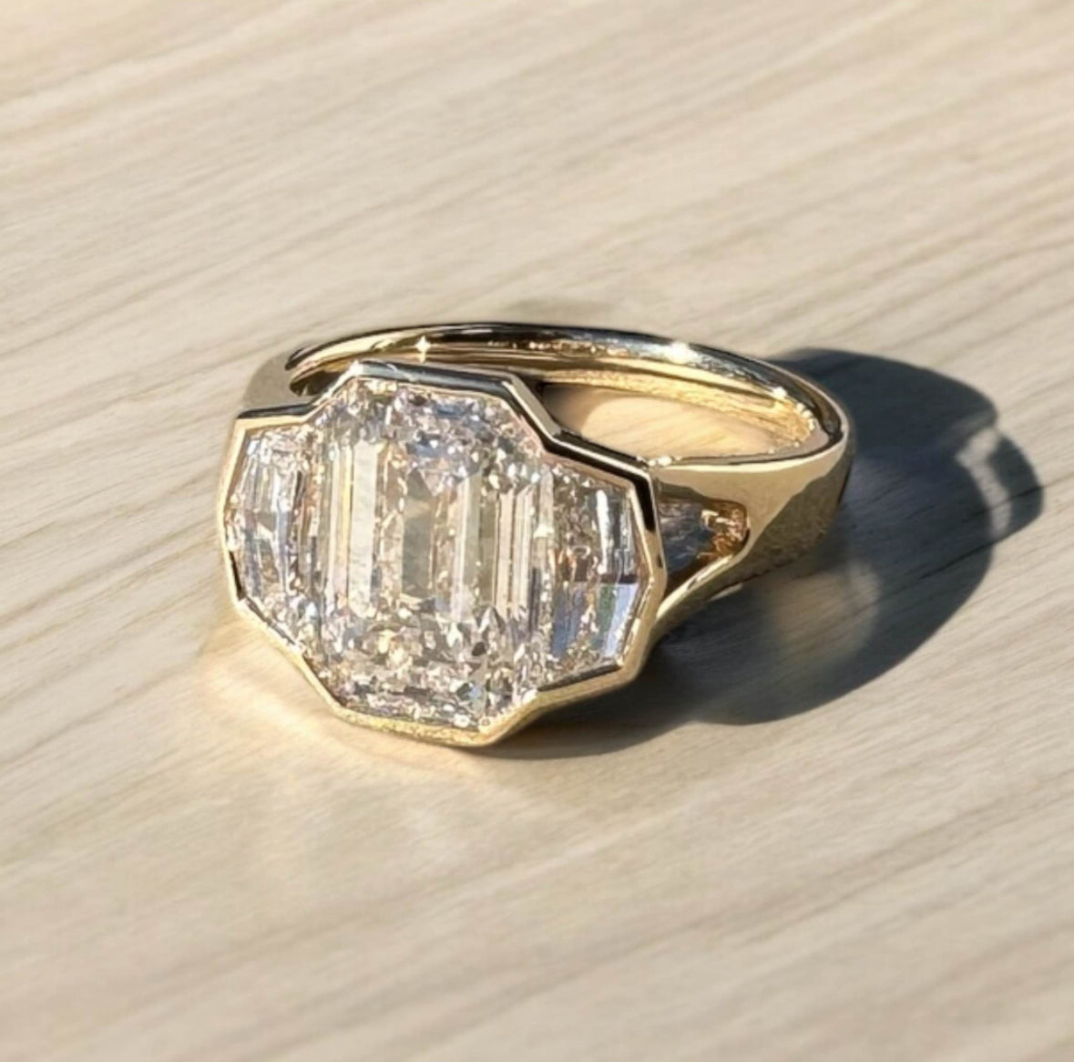 4.35 Carat Emerald Lab Diamond Engagement Ring