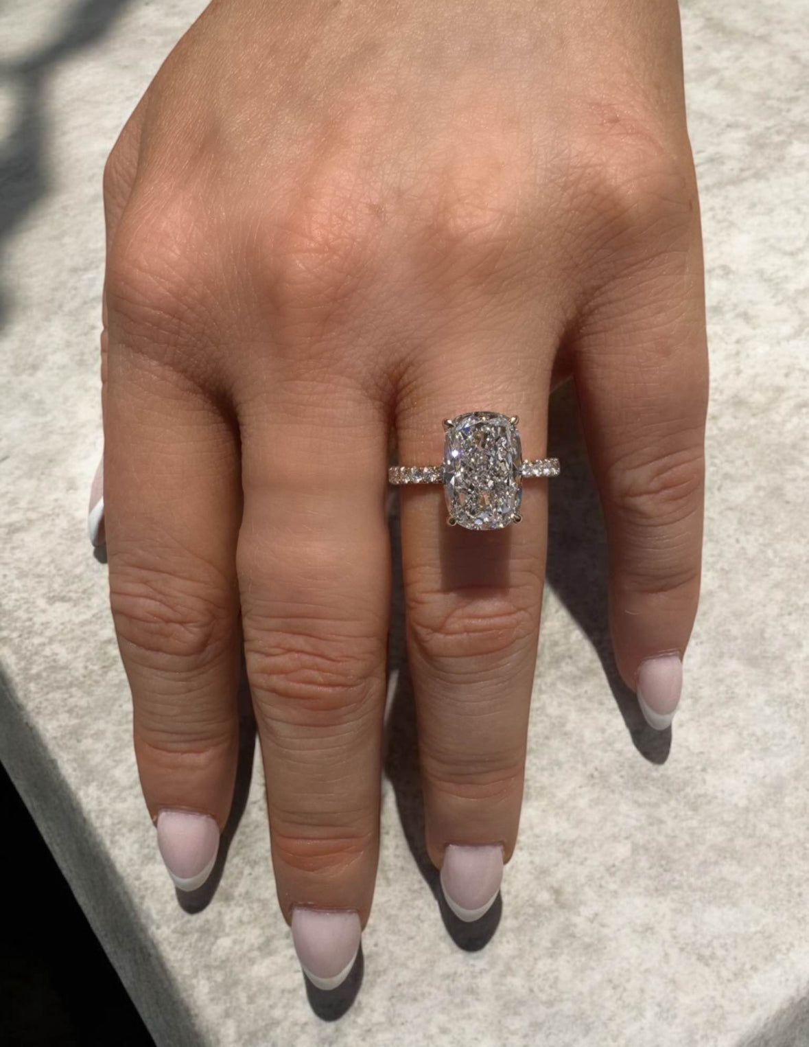 3.81 Carat Elongated Cushion Lab Diamond Engagement Ring