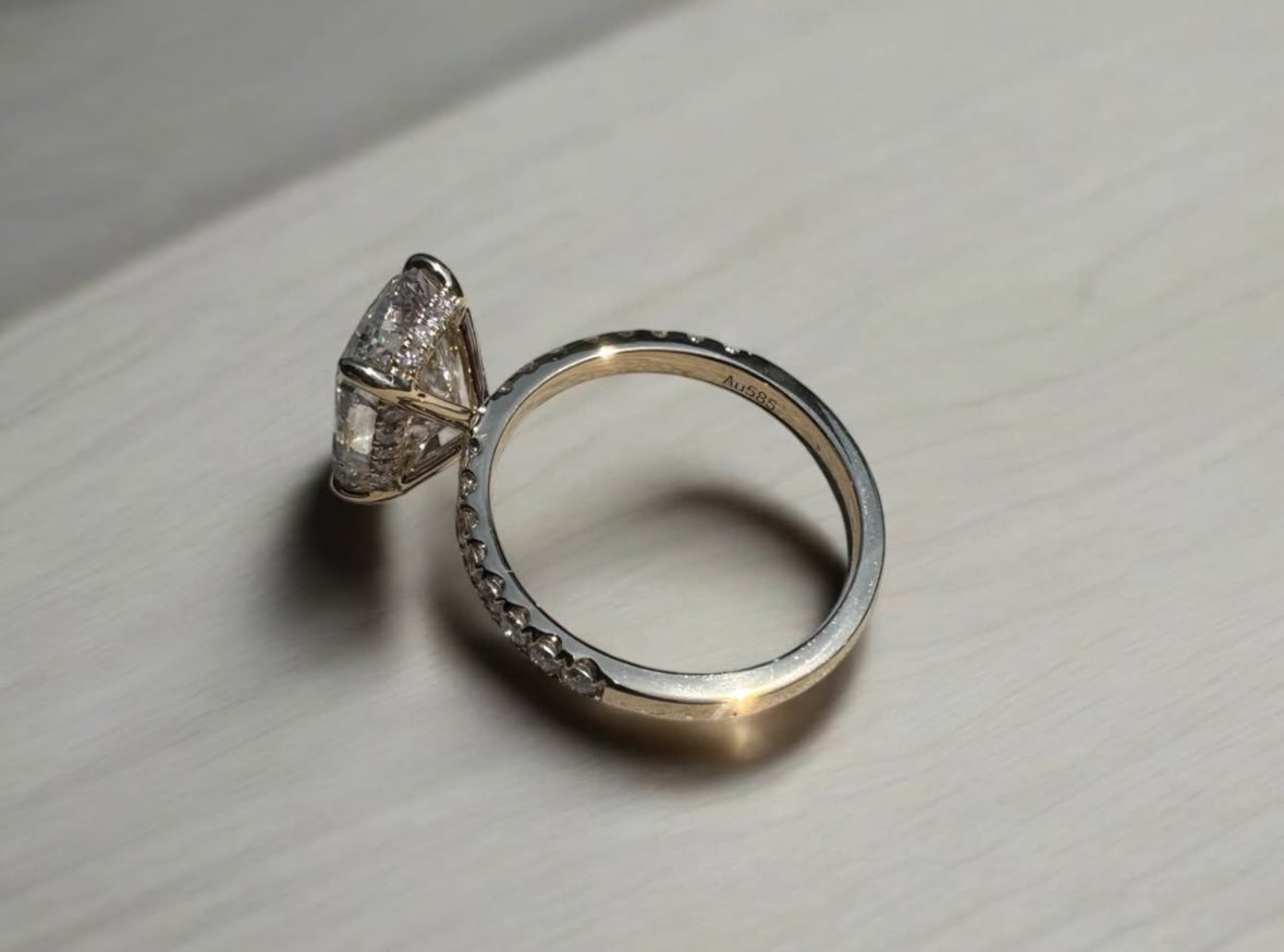 3.81 Carat Elongated Cushion Lab Diamond Engagement Ring
