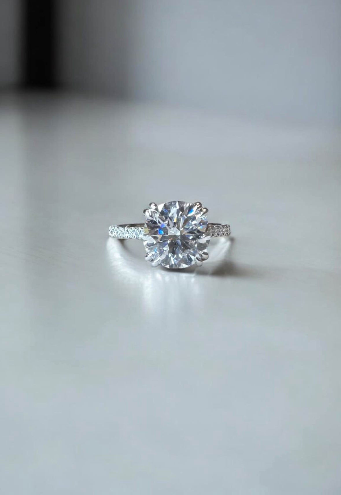 3.0 Carat Round Lab Diamond Engagement Ring