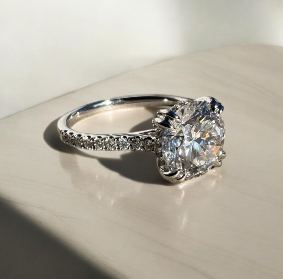 3.0 Carat Round Lab Diamond Engagement Ring