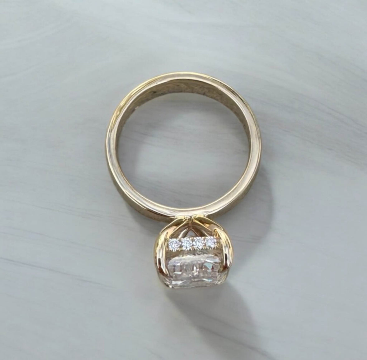 3.73 Carat Radiant Lab Diamond Engagement Ring