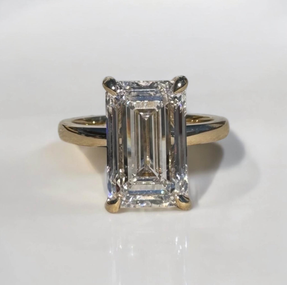 3.86 Emerald Cut Lab Diamond Engagement Ring