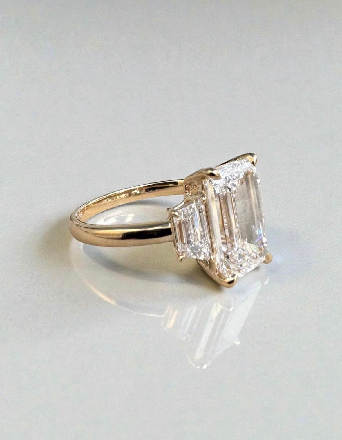 3.51 Carat Emerald Cut Lab Diamond Engagement Ring