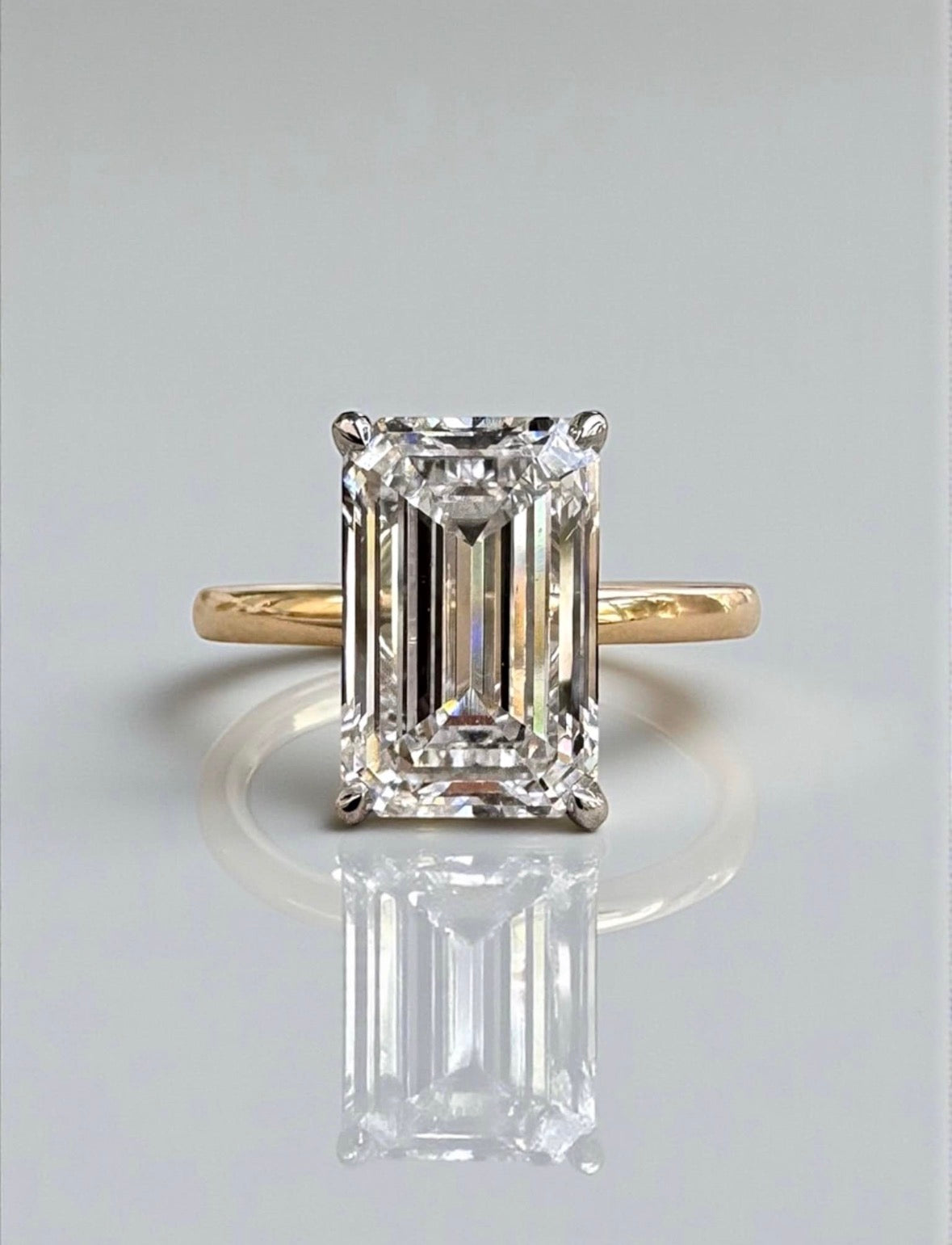 3.84 Carat Emerald Lab Diamond Engagement Ring