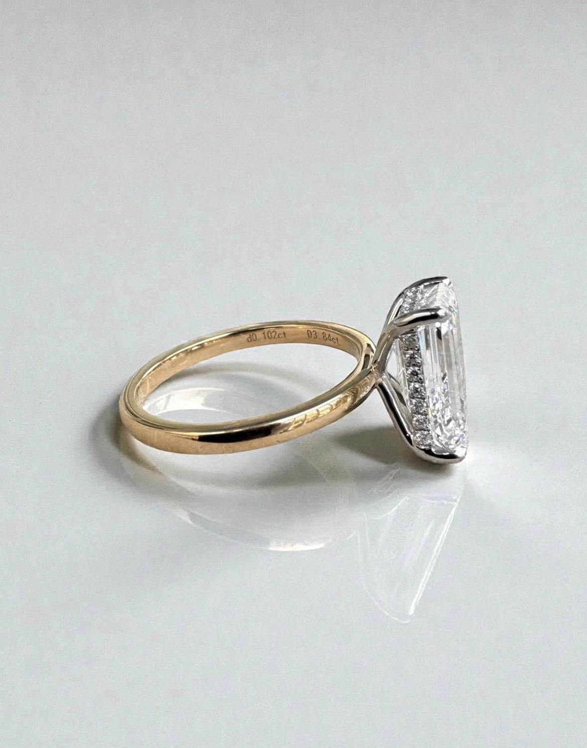 3.84 Carat Emerald Lab Diamond Engagement Ring