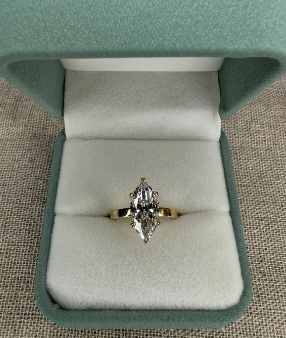 3.02 Carat Marquise Lab Diamond Engagement Ring