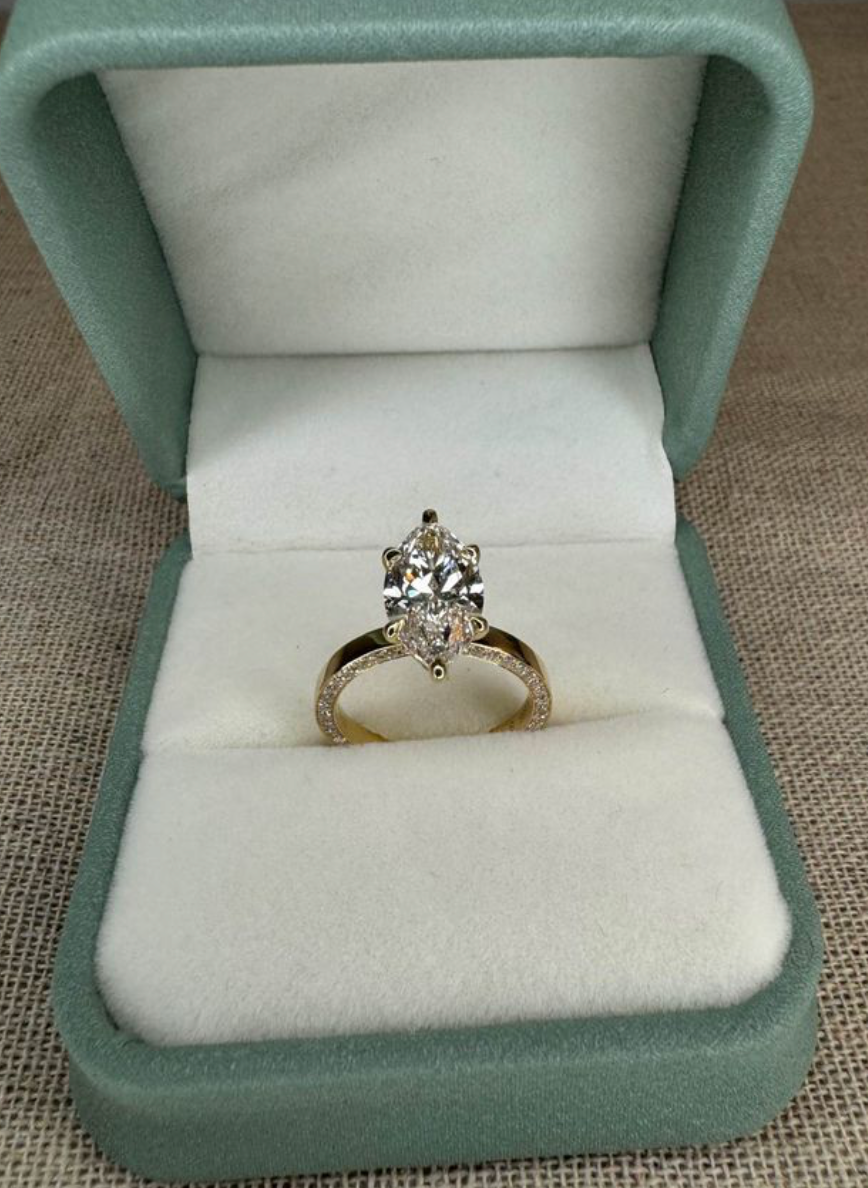 3.02 Carat Marquise Lab Diamond Engagement Ring