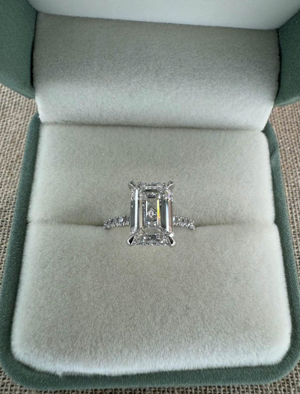 3.53 Carat Emerald Cut Lab Diamond Engagement Ring