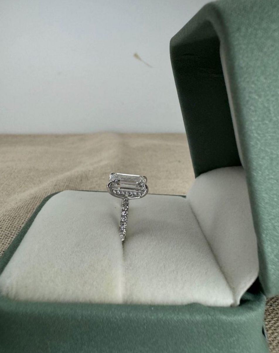 3.53 Carat Emerald Cut Lab Diamond Engagement Ring