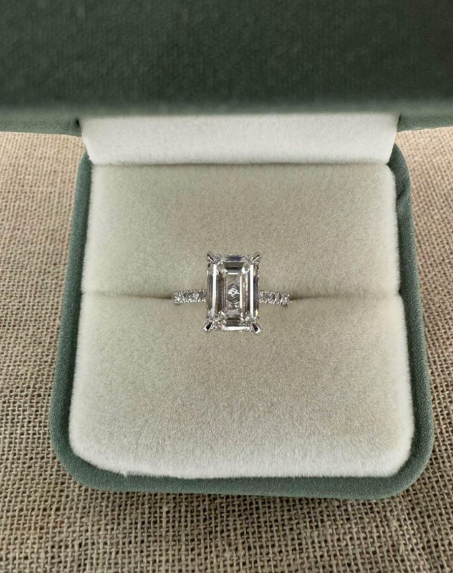 3.53 Carat Emerald Cut Lab Diamond Engagement Ring